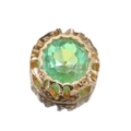 Oval bird nest copper claw crystal bead with faceted light green glass stone - Round Style / 13mm / Green