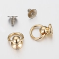 Polished golden ring rivet studs with silver screws for DIY leather phone cases - 11mm Single Ring (8*8mm Base) / KC Gold