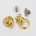 Golden brass stud with rotating pull ring and silver screw for DIY phone cases - 11mm Single Ring (8*8mm Base) / Gold