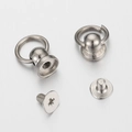 Silver copper ball head rivet with rotatable O-ring and matching screw for DIY crafts - White K/Silver