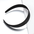 Classic black fabric wrapped wide headband for daily wear or DIY hair accessory base - Black Width 3