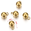 Cinco colgantes de bola dorados de acero inoxidable de 6mm y 9mm de alto para bisutería - Colgante de Bola Sólida (H1926) / 6mm (20 Piezas) / Dorado