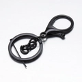 Porte-clés 3 pièces en métal noir avec fermoir mousqueton et anneau fendu plat - Style de Chaîne / Noir