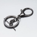 Porte-clés détachable en trois pièces avec fermoir mousqueton en métal gris foncé - Style de Chaîne / Métal canon