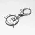 Fermoir mousqueton en métal argenté poli avec anneau plat et pivot pour bijoux DIY - Style à Boucle / Rhodium