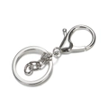 Fermoir mousqueton en métal argenté poli avec anneau plat et connecteur de chaîne - Style de Chaîne / Rhodium