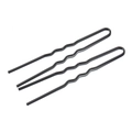 Set van drie zwarte metalen U-vormige haarpinnen met golfstructuur voor stevige grip - Zwart