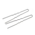 Paar minimalistische zilveren U-vormige metalen haarpelden voor kapsels en elegante opsteekkapsels - Rhodium