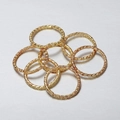 Set de 8 anillas abiertas doradas con textura trenzada para accesorios de joyería DIY - Estilo relieve texturizado / 1.2x8mm (50 Unidades/Paquete) / Oro KC
