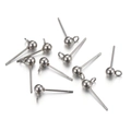 Silver stainless steel ball post earrings with closed loops for DIY jewelry making - Small / Steel