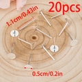 Pack de 20 pendientes de plata S925 con base plana para creación de joyas artesanales - Pendiente de botón plateado (5mm)