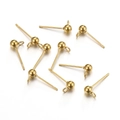 DIY gold stainless steel ball stud earrings with closed loop connectors for jewelry making - Medium / Gold