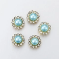 Five gold sunflower rhinestone pearls with light blue center for DIY jewelry making - 12mm (50 Pcs/Pack) / Lake Blue