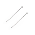 Minimalist silver stainless steel tassel chain threader earrings with fine loop detail - Length 10 / Steel