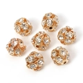 Cuentas de bola con diamantes de cristal dorado para la creación de joyas DIY - Bola Oro KC con Diamantes Transparentes / 6mm (30 Piezas/Paquete)