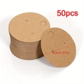 Set van 50 ronde bruine kraftpapier displaykaarten 4cm voor oorbellen met gaatjes - 50 Vellen/Pak/22g / Khaki Rond met Parel