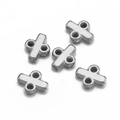 Connecteurs croix en acier inoxydable argenté avec double trou pour création de bijoux - 1 Trou / Acier