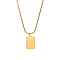 Minimalist square military tag necklace in golden finish with smooth polished rectangle pendant - Blade Chain Large Style / Gold
