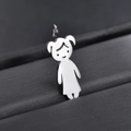 Polished silver stainless steel girl pendant charm with mirror finish for DIY necklace - Girl Pendant (Steel Color)