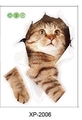 Adesivo murale 3D gatto tabby che rompe il muro per decorazione casa, modello XP-2006 - Stile Gatto Che Sbircia di Fronte con Zampe (XP-2006)