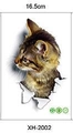 3D brown tabby cat wall decal sticker with realistic broken surface effect for home decor - Detailed Peeking Tabby Cat Style (XH-2002)
