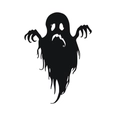 Pegatina de pared de silueta de fantasma negro divertido para decoración de Halloween - Grande / Negro
