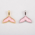 Golden and silver alloy mermaid tail pendants with pink shell inlay for DIY jewelry - Pink Mermaid Tail / 17.7x17.5mm / Gold