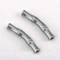 Bamboo shaped stainless steel curved spacer beads in silver finish for DIY jewelry - 3-Section (33.5x6mm) / Steel