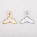 Colgantes de cola de ballena dorados y plateados con nácar para manualidades de joyería - Cola de Sirena Blanca / 17.7x17.5mm / Dorado