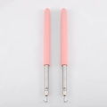 Pink handle bracelet helper tool with retractable metal hook for easy jewelry fastening - Pink