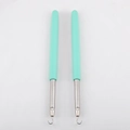 Retractable mint green bracelet helper tool with metal hook for easy jewelry fastening - Green
