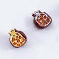 Pomegranate charm pendant with deep red enamel and orange rhinestones for DIY jewelry - Pomegranate / Gold