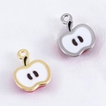 DIY apple-shaped alloy pendants in gold and silver finish with white enamel detail - Cartoon Apple Hourglass / Gold