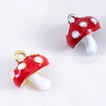 Sweet forest style red mushroom alloy pendants with gold and silver hooks for DIY jewelry - Mushroom / Gold