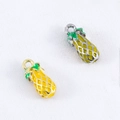 Pastel fruit pineapple enamel charms in gold and silver finish for DIY jewelry - Pineapple / Gold