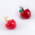 Enamel red apple charms with gold and silver loops for DIY jewelry making - Red Apple