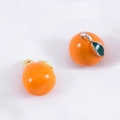 Vibrant orange fruit charms with enamel finish and gold or silver leaves for DIY jewelry - Orange