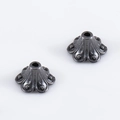 Gunmetal flower bead caps with intricate petal texture for DIY jewelry making - Style 02-9mm