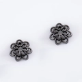 Gunmetal flower petal spacer beads for DIY jewelry making in a double-layer hollow design - Style 03-7.8mm