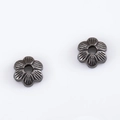 Gun black alloy flower bead caps with six-petal design and radial stripes for DIY jewelry - Style 04-7.4mm
