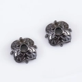 Gunmetal flower bead caps with relief dots for DIY jewelry making in ink style - Style 06-9.4mm