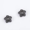 Gun black alloy flower bead caps with hollow petal design for DIY jewelry making - Style 07-8mm