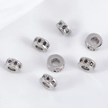 Zilveren bedelparels met afwisselend zwarte en transparante zirkonia-stenen - Platina Kleur (7.3x3.5mm)