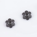 Alloy flower petal bead spacer in gunmetal finish with detailed embossed texture for DIY jewelry - Style 08-7.2mm