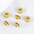 Gouden koperen tussenkralen met zwarte strassteentjes voor het maken van DIY-sieraden - Goudkleurig (7.3x3.5mm)