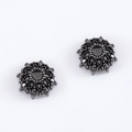 Gun black alloy floral bead caps with hollow petal design for jewelry making - Style 10-8.9mm