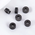 Set van zes zwarte ronde tussenkralen met micro-pave kristallen voor luxe sieraden - Gun Black (7.3x3.5mm)