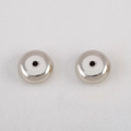 Zwei silberne flache runde CCB-Abstandshalter-Perlen mit Metallfinish für DIY-Schmuck - 12.6mm / Stahlfarben