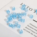 6mm light blue transparent acrylic square letter beads for DIY jewelry making - 50 Pcs Per Pack / Blue