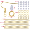 Kit DIY boucles d'oreilles dorées avec 200 crochets, 100 anneaux et 50 fermoirs - Combinaison 1 / Pack de 200 / Or